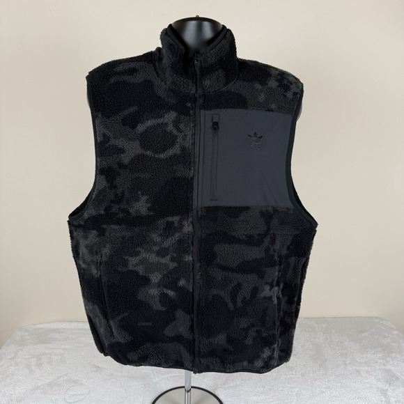 adidas Other - adidas originals Reversible Camo Fleece Vest Black Men's Small Relaxed Fit New